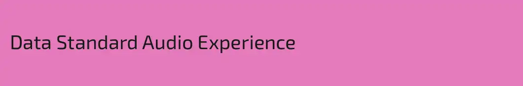 Data Standard Audio Experience